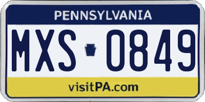 PA license plate MXS0849
