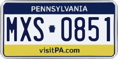 PA license plate MXS0851