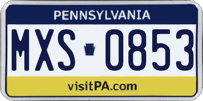 PA license plate MXS0853