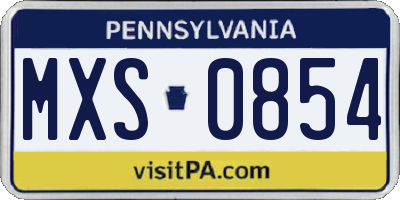 PA license plate MXS0854