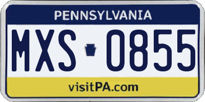 PA license plate MXS0855