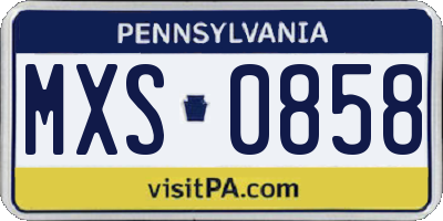 PA license plate MXS0858