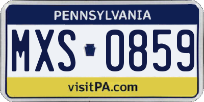 PA license plate MXS0859