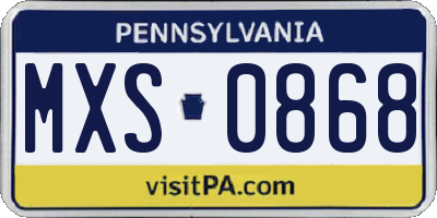 PA license plate MXS0868