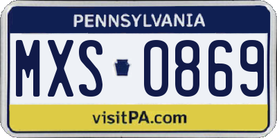 PA license plate MXS0869
