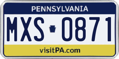 PA license plate MXS0871