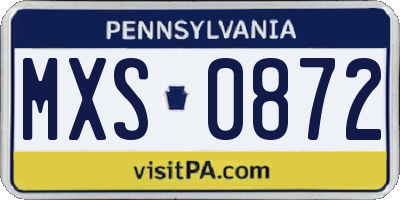 PA license plate MXS0872