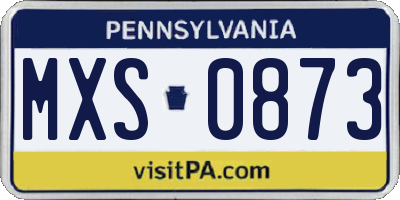 PA license plate MXS0873
