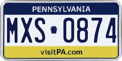 PA license plate MXS0874