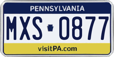 PA license plate MXS0877