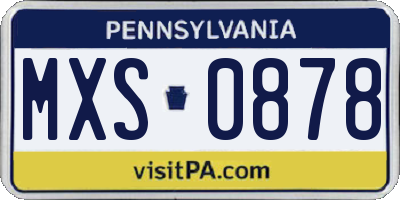 PA license plate MXS0878