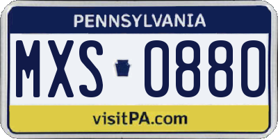 PA license plate MXS0880