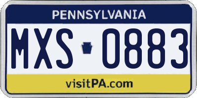 PA license plate MXS0883
