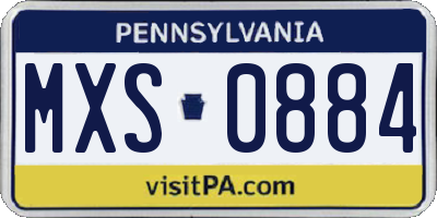 PA license plate MXS0884