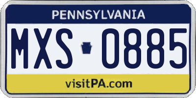 PA license plate MXS0885