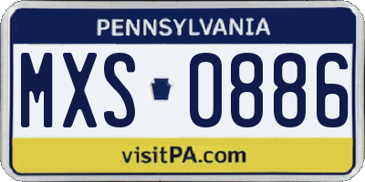 PA license plate MXS0886