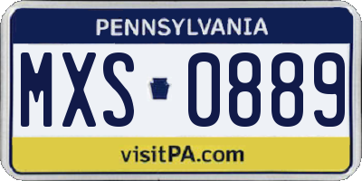 PA license plate MXS0889