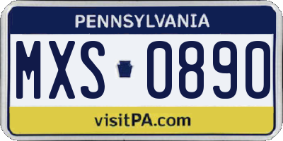 PA license plate MXS0890