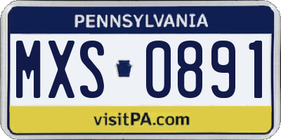 PA license plate MXS0891