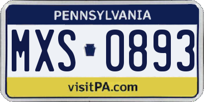 PA license plate MXS0893