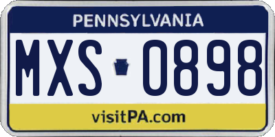 PA license plate MXS0898