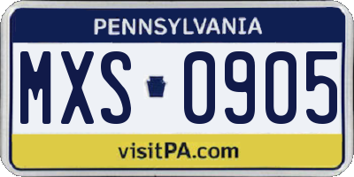 PA license plate MXS0905