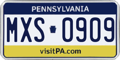 PA license plate MXS0909