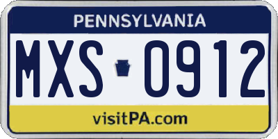 PA license plate MXS0912