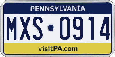 PA license plate MXS0914