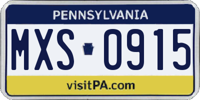 PA license plate MXS0915