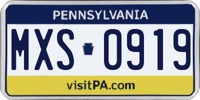 PA license plate MXS0919