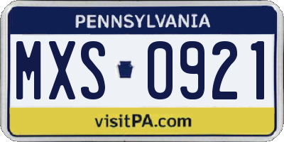 PA license plate MXS0921