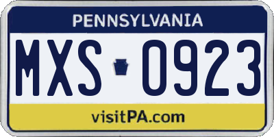PA license plate MXS0923