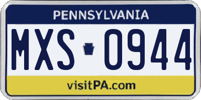 PA license plate MXS0944