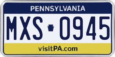 PA license plate MXS0945