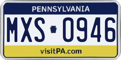 PA license plate MXS0946
