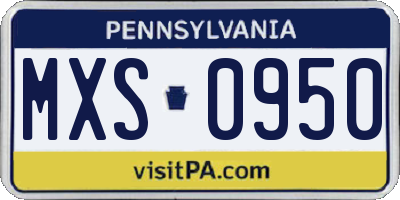 PA license plate MXS0950