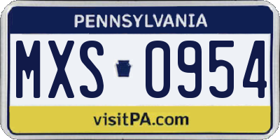 PA license plate MXS0954