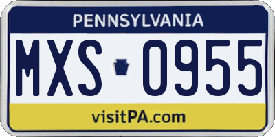 PA license plate MXS0955