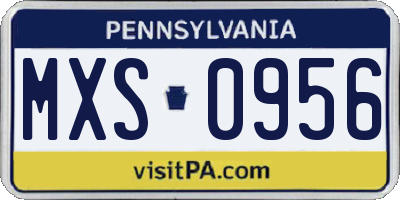 PA license plate MXS0956