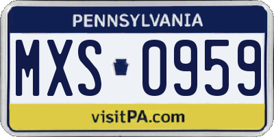 PA license plate MXS0959