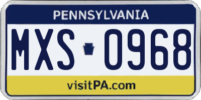 PA license plate MXS0968