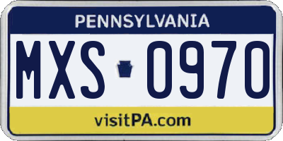 PA license plate MXS0970