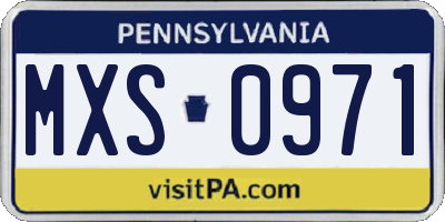 PA license plate MXS0971