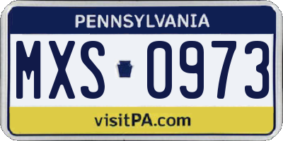 PA license plate MXS0973