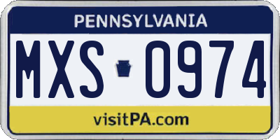PA license plate MXS0974