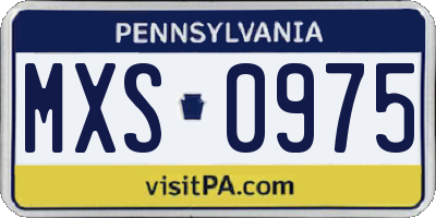 PA license plate MXS0975