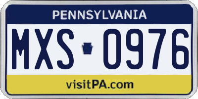 PA license plate MXS0976