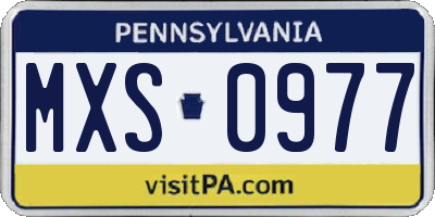 PA license plate MXS0977