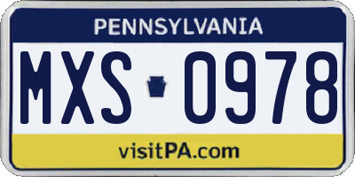 PA license plate MXS0978